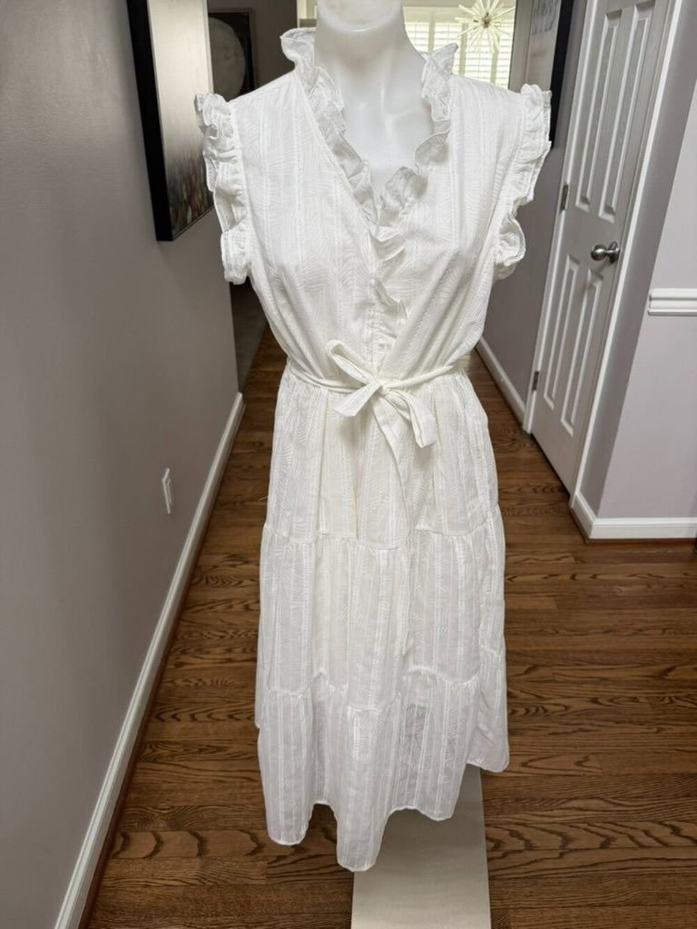 Boho Chic Women’s Ruffle Dress V Neck Size XS